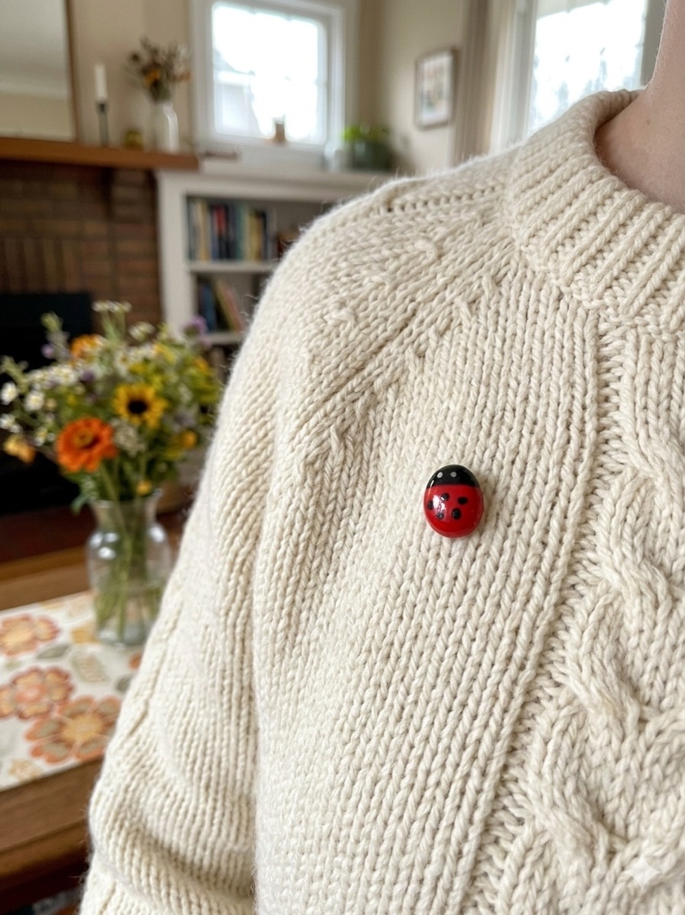 Hand Painted 🐞 Lady Bug Brooch